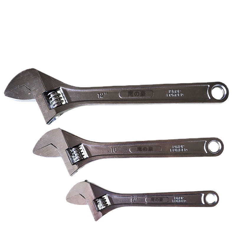 Precio de fábrica herramienta llave ajustable de acero cromado llave ajustable americana de 8 pulgadas de 10 pulgadas llave ajustable de 12 pulgadas