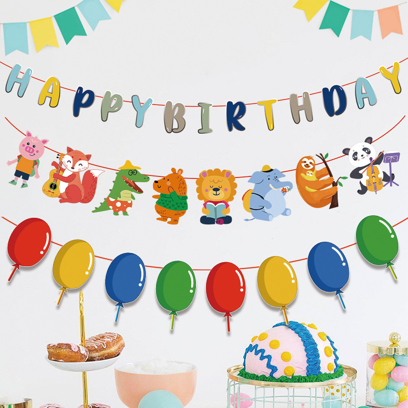 Artículos de decoración de fiesta de bandera de celebración de cumpleaños decoración de cumpleaños de bebé decoración de escena diseño de pared de fondo banner banderín bandera colgante