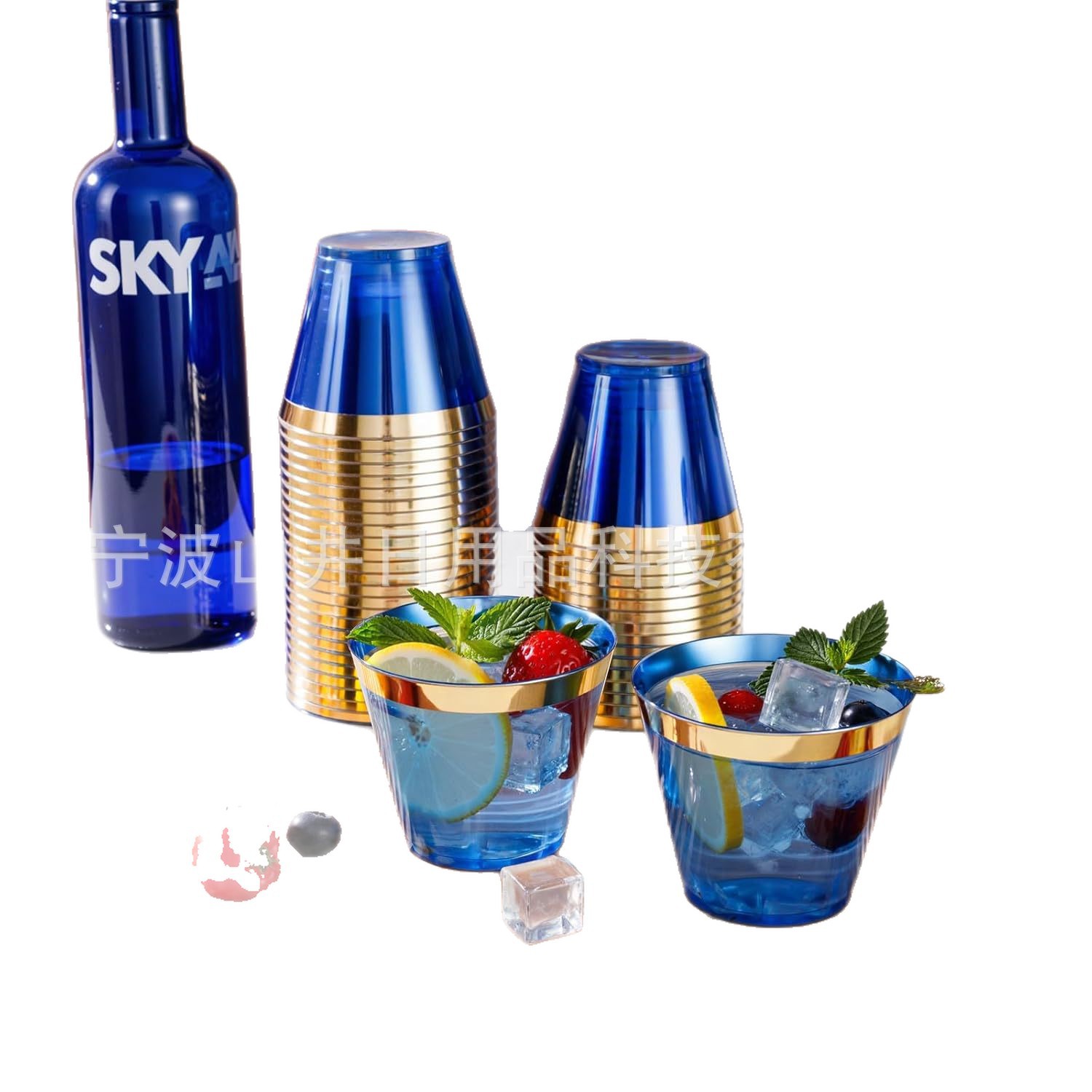 9oz desechable taza aérea azul plástico taza aérea azul taza de plástico duro taza de agua taza de vino gruesa doméstica espacio