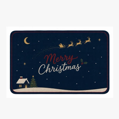 Cross-border TEMU new Santa Claus floor mat with Christmas tree and sock prints, holiday decoration red floor mat available for dropshipping (Avtomobil döşəmə paspasları) - christmas-1-4060cmcrystal-velvet-with-dot-plastic-backing