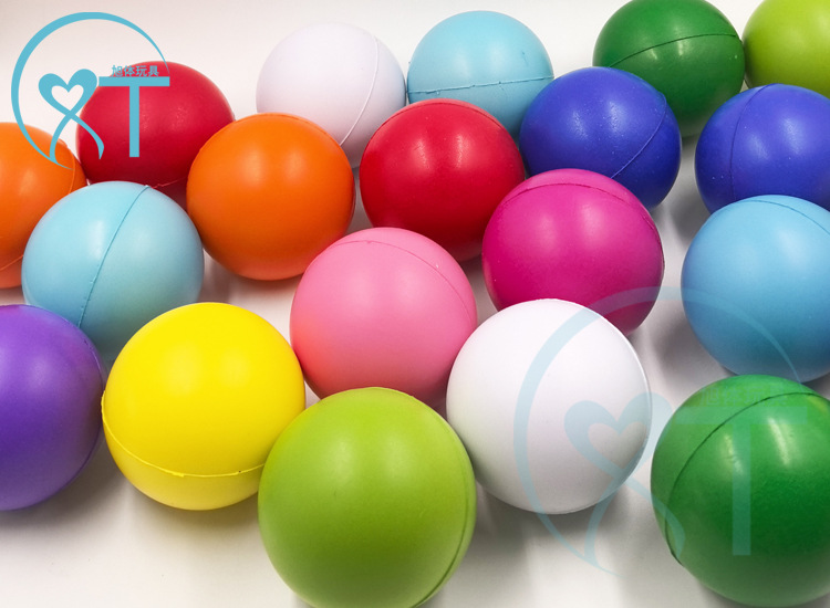 Venta caliente transfronteriza pu espuma tamaño pequeño color sólido brillante Bola de impresión de logotipo 4cm aerosol pintura estrés bola juguetes para niños