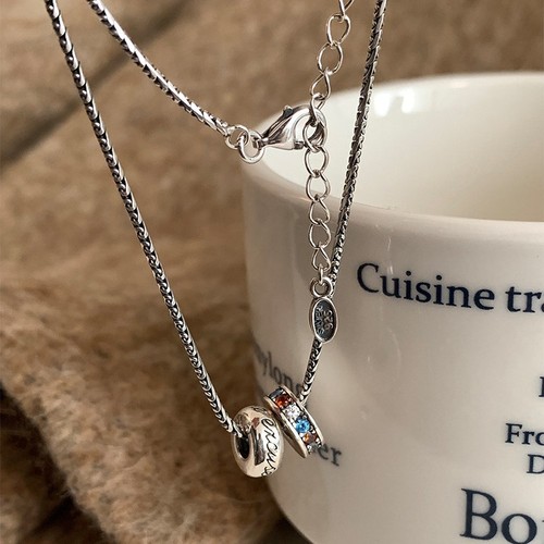 Simple letter colored diamond necklace women's sweatshirt clavicle chain 2024 new niche design high-end accessories wholesale