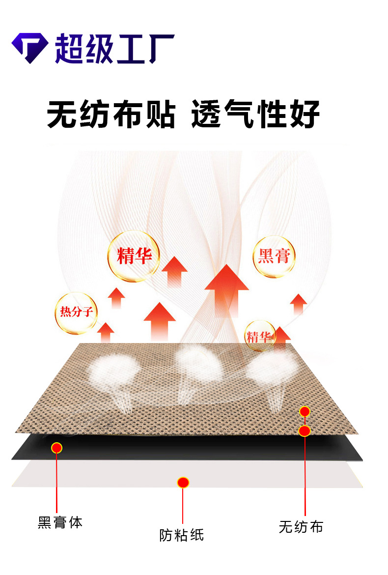 Far Infrared Herbal Warming Patch 7cm x 10cm Non-Woven Body Patch for Waist Support quality and texture