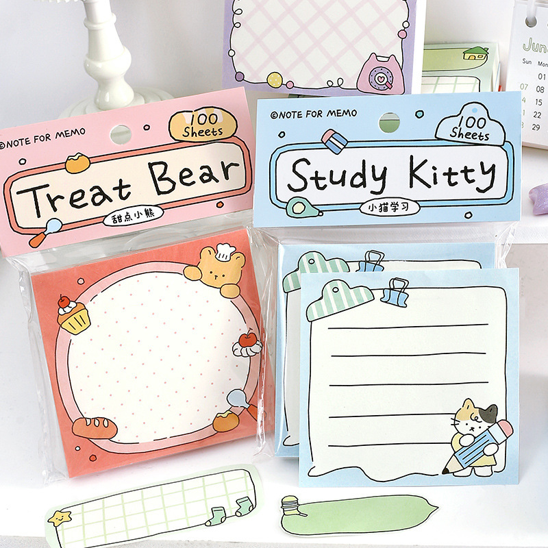 NOTE FOR 100 Sticky Notes: Korean-style simple and cute illustrations for students' journaling and collage notes