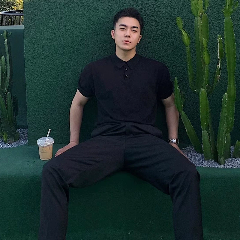 Винтажная брендовая Однотонная рубашка-поло в гонконгском стиле Yu Wenle с лацканами, Мужская простая футболка с коротким рукавом и воротником, летняя рубашка Paul