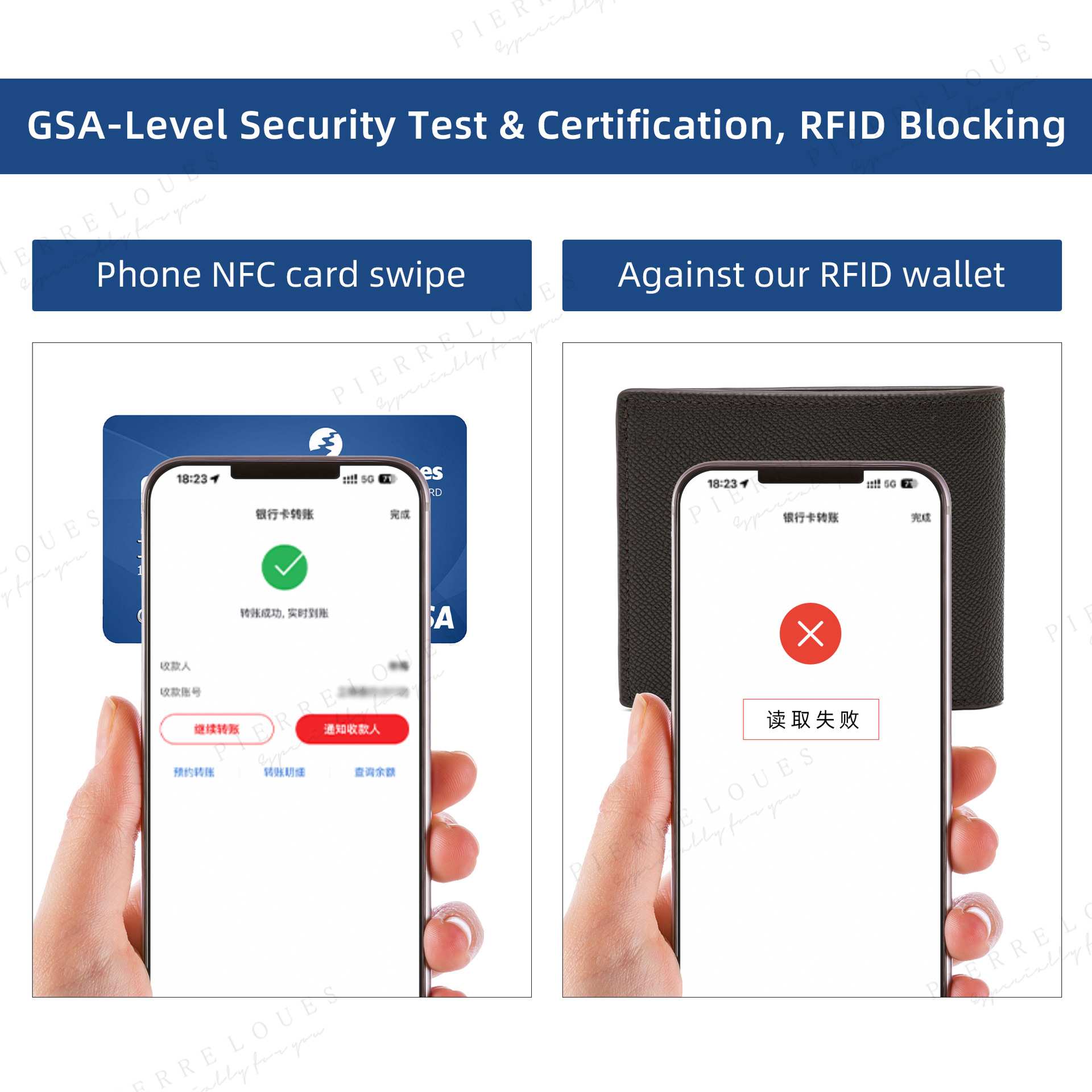 피에르루이 남성용 RFID 차단 PU 반지갑 다크브라운