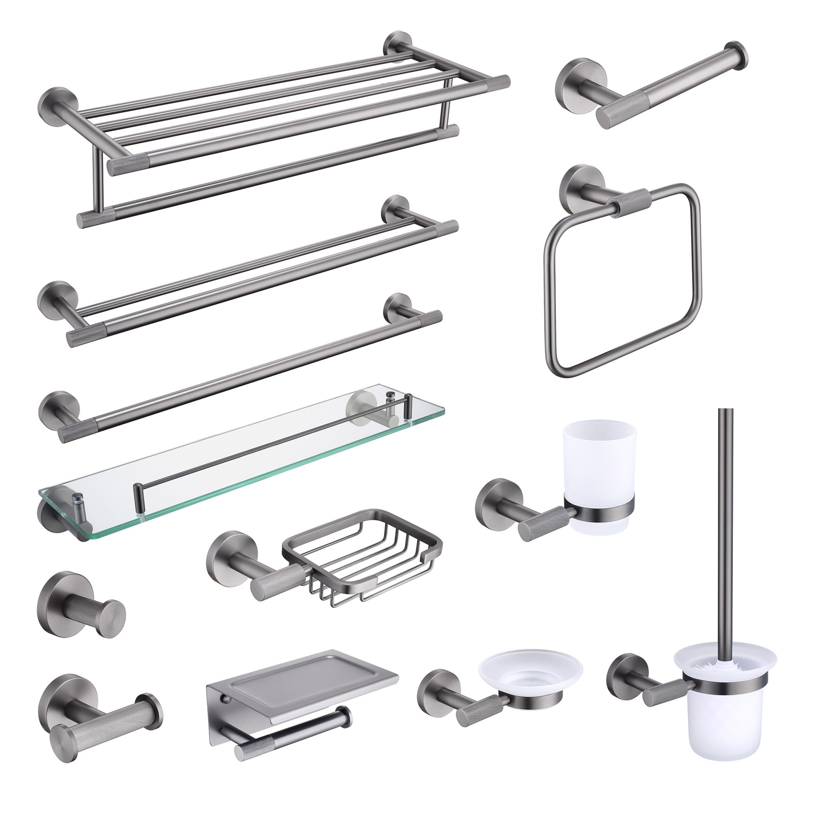 Hideep Bathroom Household Toilet Rack Towel Rack Single Rod Gun Gray Bathroom Accessories Set Wholesale