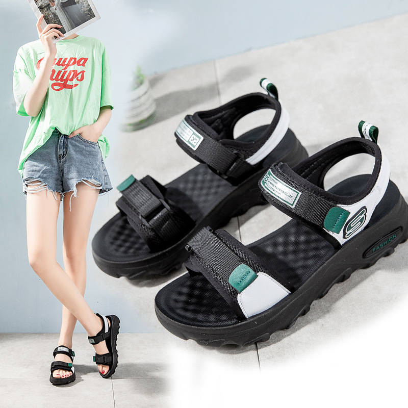 2021新款运动凉鞋女夏季韩版时尚厚底学生魔术贴女鞋子沙滩鞋批发|ms