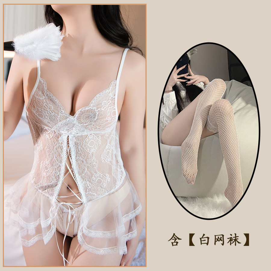 흰색 + 흰색 망사 스타킹
