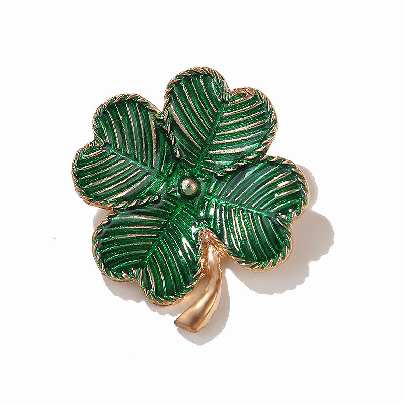 nuovo stile spilla alla moda temperamento retrò fortunato quadrifoglio spilla donna squisito smalto corsage_voghion.com