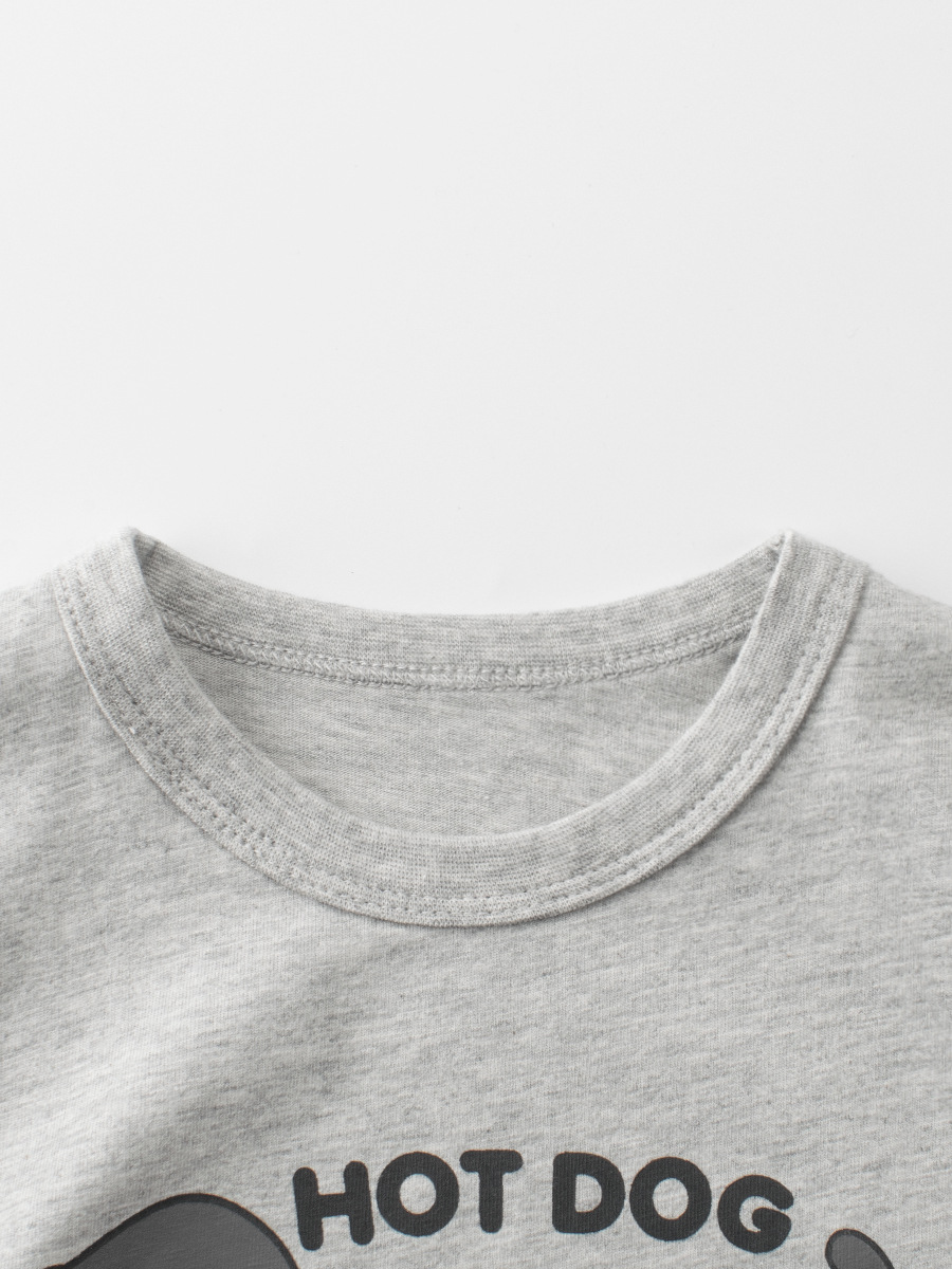 27kids ropa para niños camiseta de manga corta para niños verano algodón niño ropa de bebé impresión de media manga fuente de Douyin