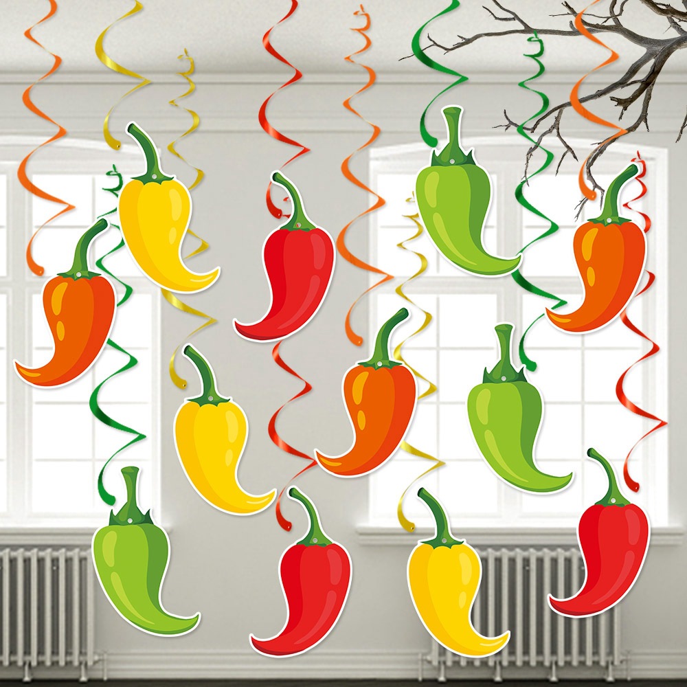 Nuevos productos transfronterizos México 5 de mayo decoración de fiesta chile colgante espiral atmósfera de cumpleaños decoración espiral image 1