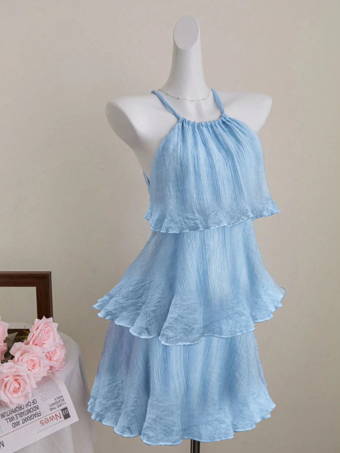 Solid shiffon cute dress