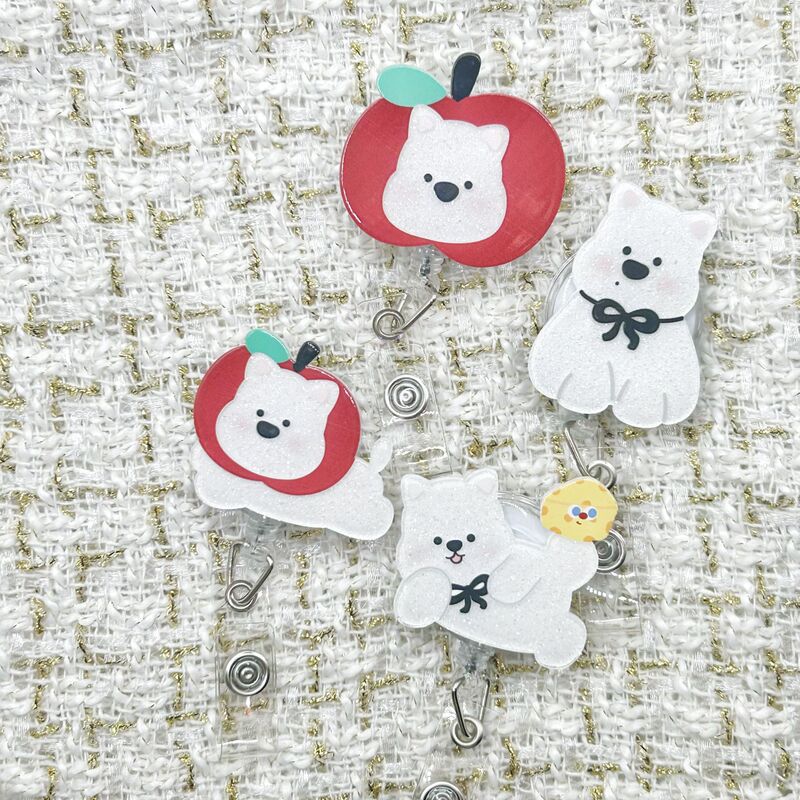 Large New West Highland Puppy Three-Dimensional Acrylic Retractable Buckle Nurse Buckle Easy-Pull Buckle Factory Brand Accessories Wholesale