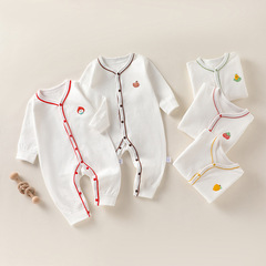 春季純棉無骨嬰兒連體哈衣新生兒男女寶寶0-1歲寶寶哈衣爬服四季