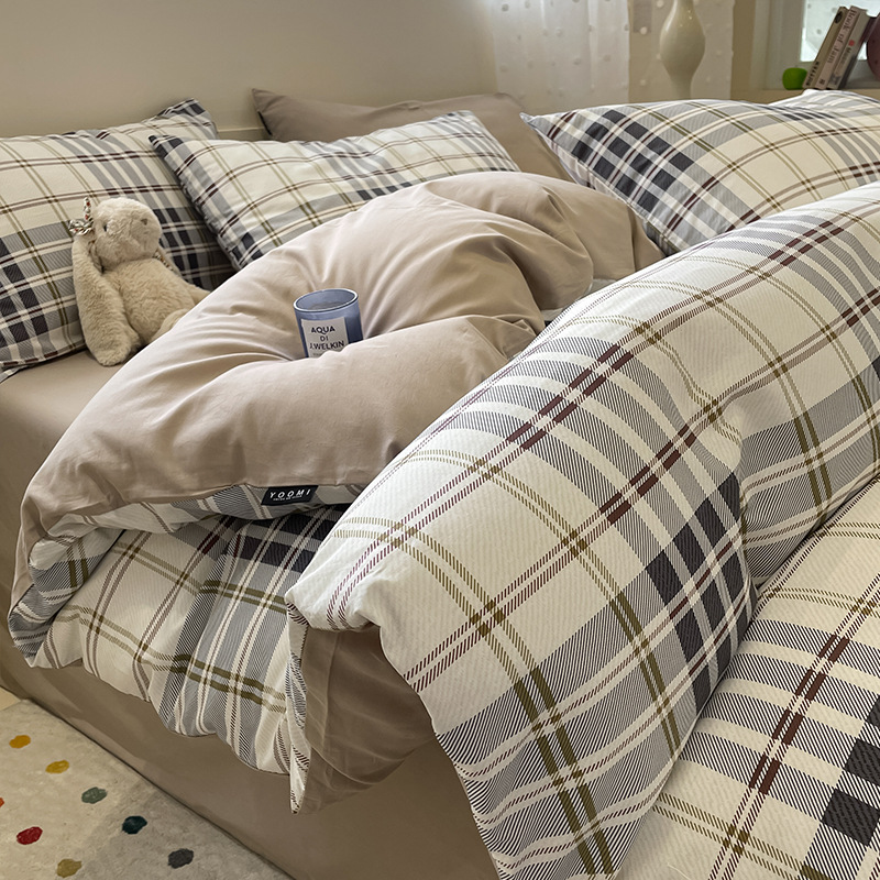 Algodón simple de cuatro piezas de algodón 2025, nueva sábanas cubiertas de ropa de cama dormitorio tres piezas