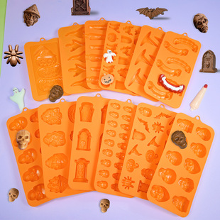 Halloween Skull Pumpkin Chocolate Silicone Mold Witch Ghost Fudge Mold Decorative Cake Tools