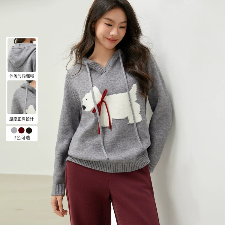 [Уменьшение возраста щенок повседневный ленивый свитер с капюшоном] Funny Show большой размер женский толстый mm2025 весенний новый