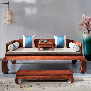 Solid wood arhat bed Northern Old Elm Zen arhat bed classical Chinese sleeping bed three-piece set customization