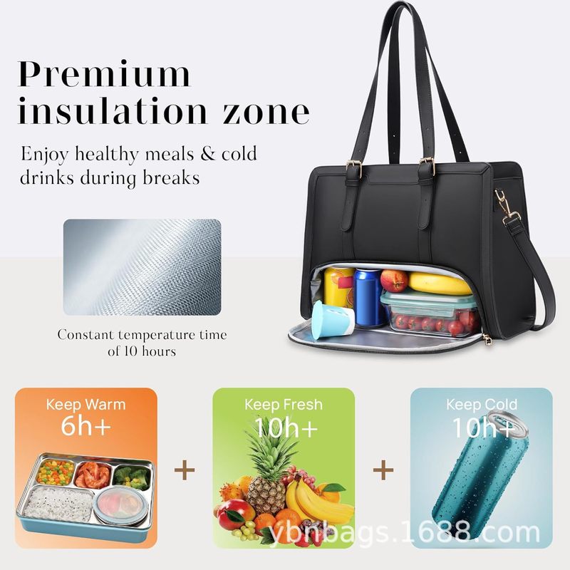 新しい Amazon 2-in-1 ハンドバッグランチコンビネーションバッグ大型ハンドバッグ断熱ランチバッグ女性の斜めコンピュータバッグ|undefined