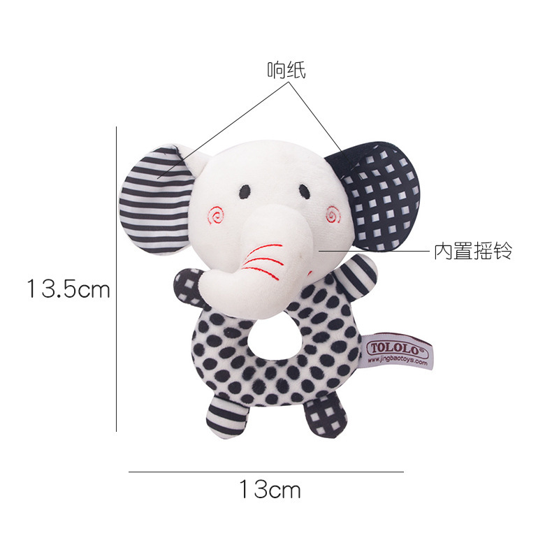 Juego de Sonajeros de Mano con Forma de Zorro y Elefante para Bebés y Niños Pequeños TOLOLO, con Sonajero Redondo y Bolsa con Cierre, Juego Combinado para Jugar con Sonajeros