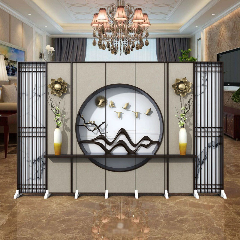 New Chinese Style Screen Partition Simple Landscape Office Health Hall Clinic Tea Room Mobile Folding Partition Panel Screen