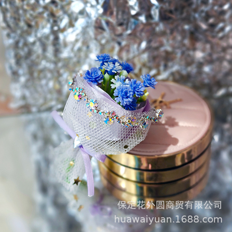 迷你仿真满天星小花束手捧花戴露贝儿娃娃DIY装饰镶钻饰品配件|undefined