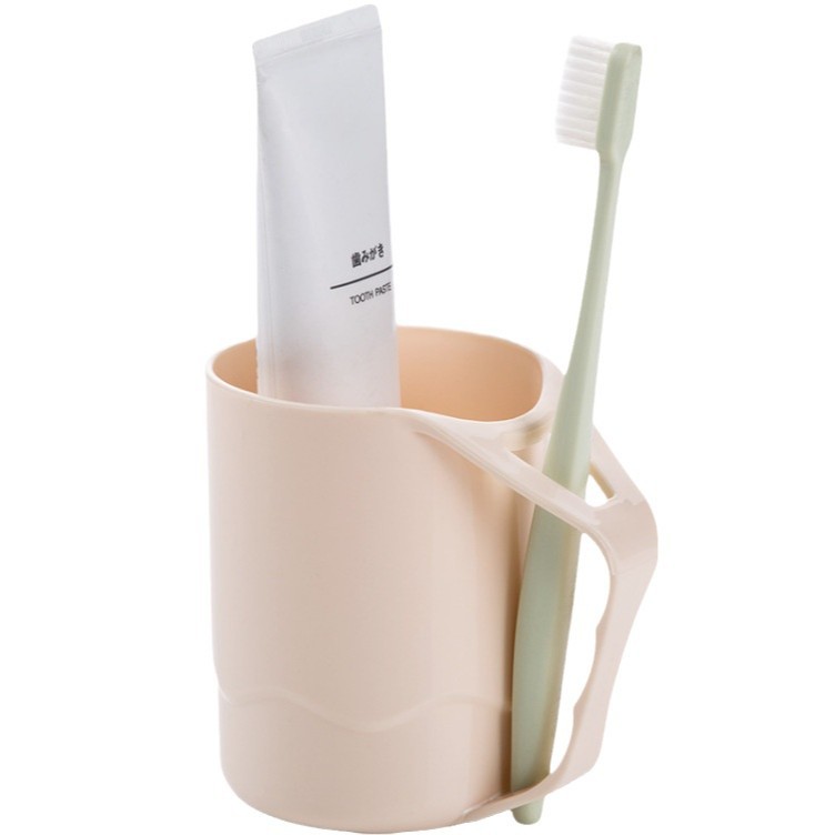 Fábrica simple y elegante color cepillo de dientes taza hogar plástico enjuague bucal taza con mango par cepillo de dientes taza de lavado taza cepillo de dientes taza