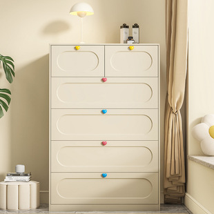 C^Chest of Drawers Living Room Bedroom Storage Cabinet Modern Simple Entrance Cabinet Storage Cabinet Cream Style Iron Bedside Storage