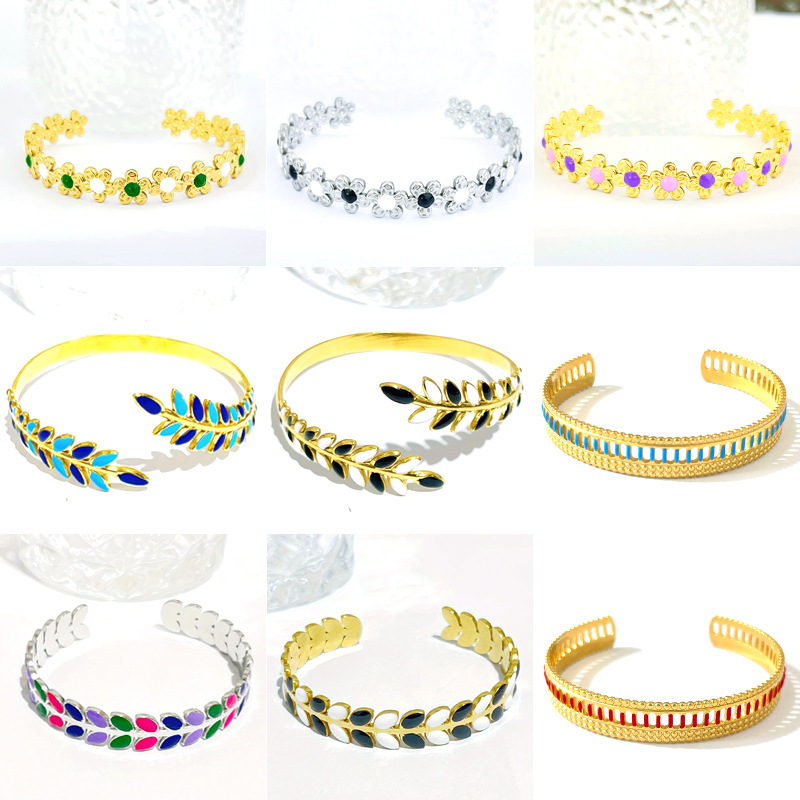 Pulsera de aceite de goteo de acero inoxidable clásico, joyería de todo fósforo para mujer, apertura de acero de titanio de alto valor, joyería no decolora al por mayor