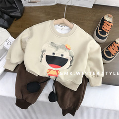 兒童卡通兩件套兄妹裝春秋新款潮酷男女寶寶休閒衛衣運動套外貿