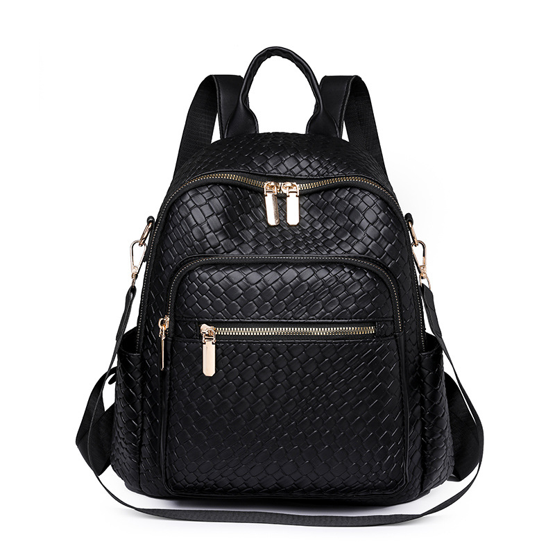 Amazon al por mayor 2024 nuevas señoras casuales PU multifunción mochila de viaje al aire libre tejido de moda