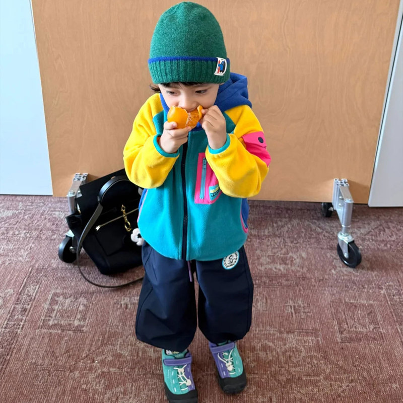 Boys' Outwears, Kidsren's Autumn and Winter Clothing 2025 New Color-Blocked Hooded Polar Fleece Sweatshirts, Baby Girls' Warm Jackets, Thick