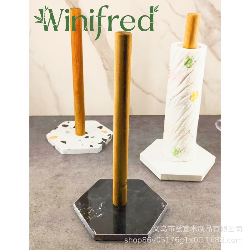 Acacia madera mármol toallas de papel de cocina estante de papel de rollo estante de toallas de papel de toallas de mesa de comedor estante de almacenamiento de toallas
