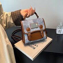 复古时尚牛仔布双肩包女2025新款潮流百搭公文包学生上课休闲女包