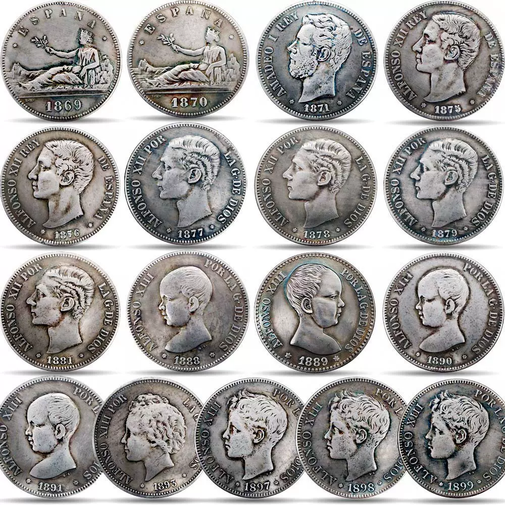 批发外国银元38毫米西班牙阿方索双柱硬币西班牙5比索仿古银元