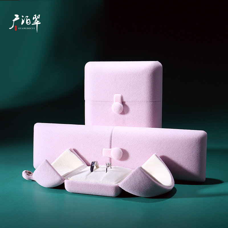 핑크 - 내부 흰색, 싱글 링 상자 6.5*7*6cm