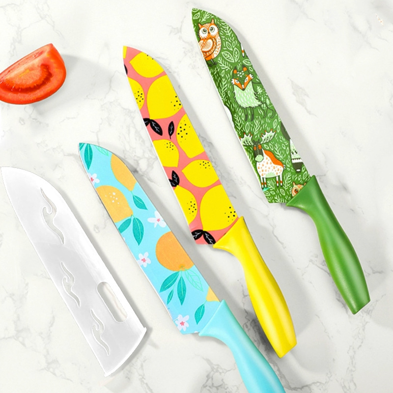 Printing chef knife stainless steel fruit knife kitchen knife multi-functional Sande knife sushi knife kitchen baby food supplement knife