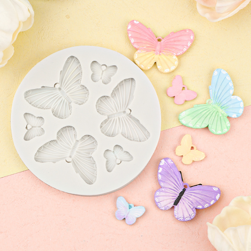 Tamaño mariposa epoxi adornos llaves colgantes decoración molde de silicona diy molde de horneado de chocolate fondant hecho a mano