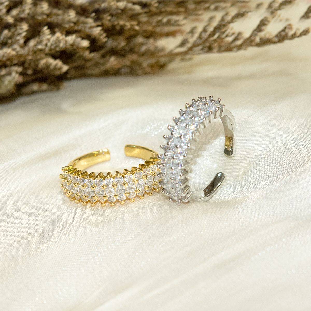 Oval Cz Engagement Ring And Stackable Ring Set In Sterling Silver_voghion.com