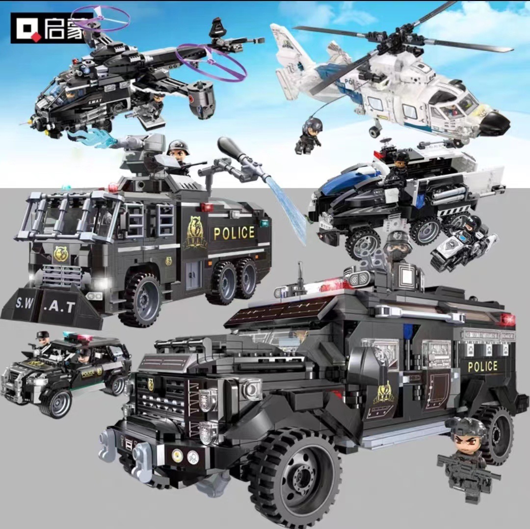 Serie de Policía Iluminada Mi Ciudad SWAT Kart Modificación Motocross Pequeños Regalos de Bloques de Partículas