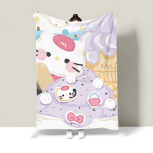 三丽鸥Kitty猫学生宿舍午休披肩盖毯四季通用薄款法兰绒小毛毯子