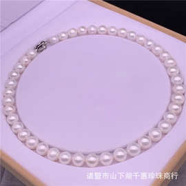 诸暨厂家天然淡水珍珠项链正品9-10正圆925银扣母亲节颈链批发