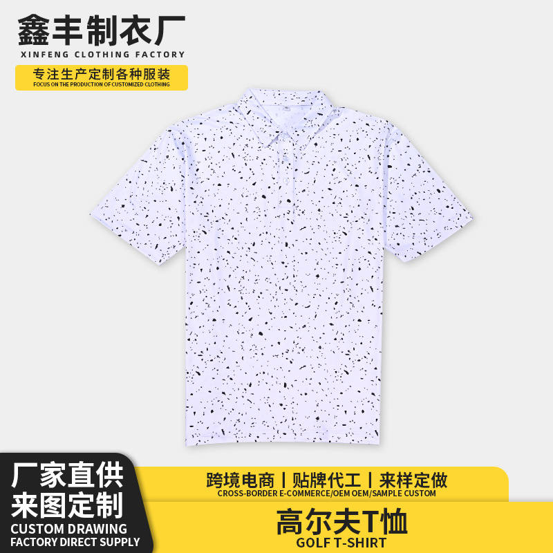 Summer Golf Clothing Men's Printed Short Sleeve T-Shirt Quick Drying Breathable Loose Plaid Outdoor Sports Polo Shirt