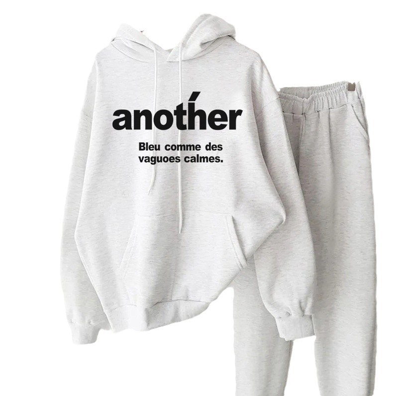Women's Clothing women's hooded sweatshirt casual sports fashionable suit spring and autumn fat mm plus velvet cotton cover meat loose two piece suit_voghion.com
