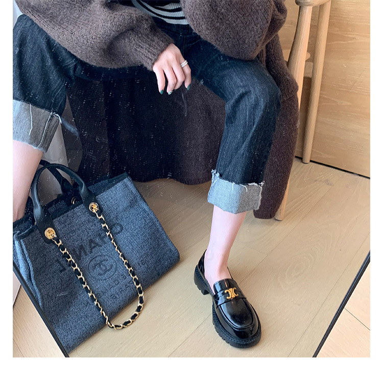 葡萄妈Studiolee英伦风小皮鞋女小金扣圆头一