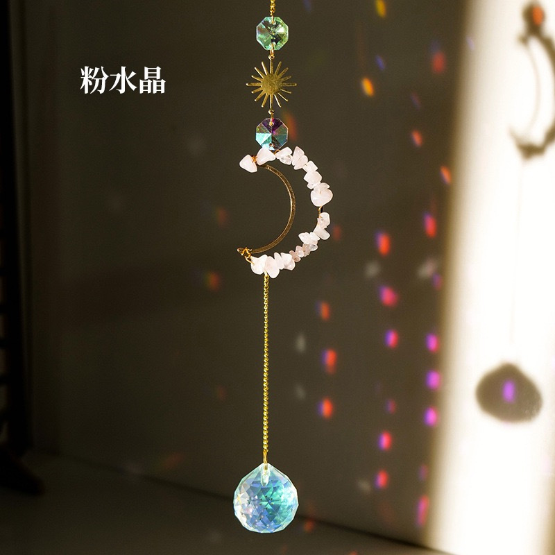 파우더 크리스탈 자갈 달 바람 차임