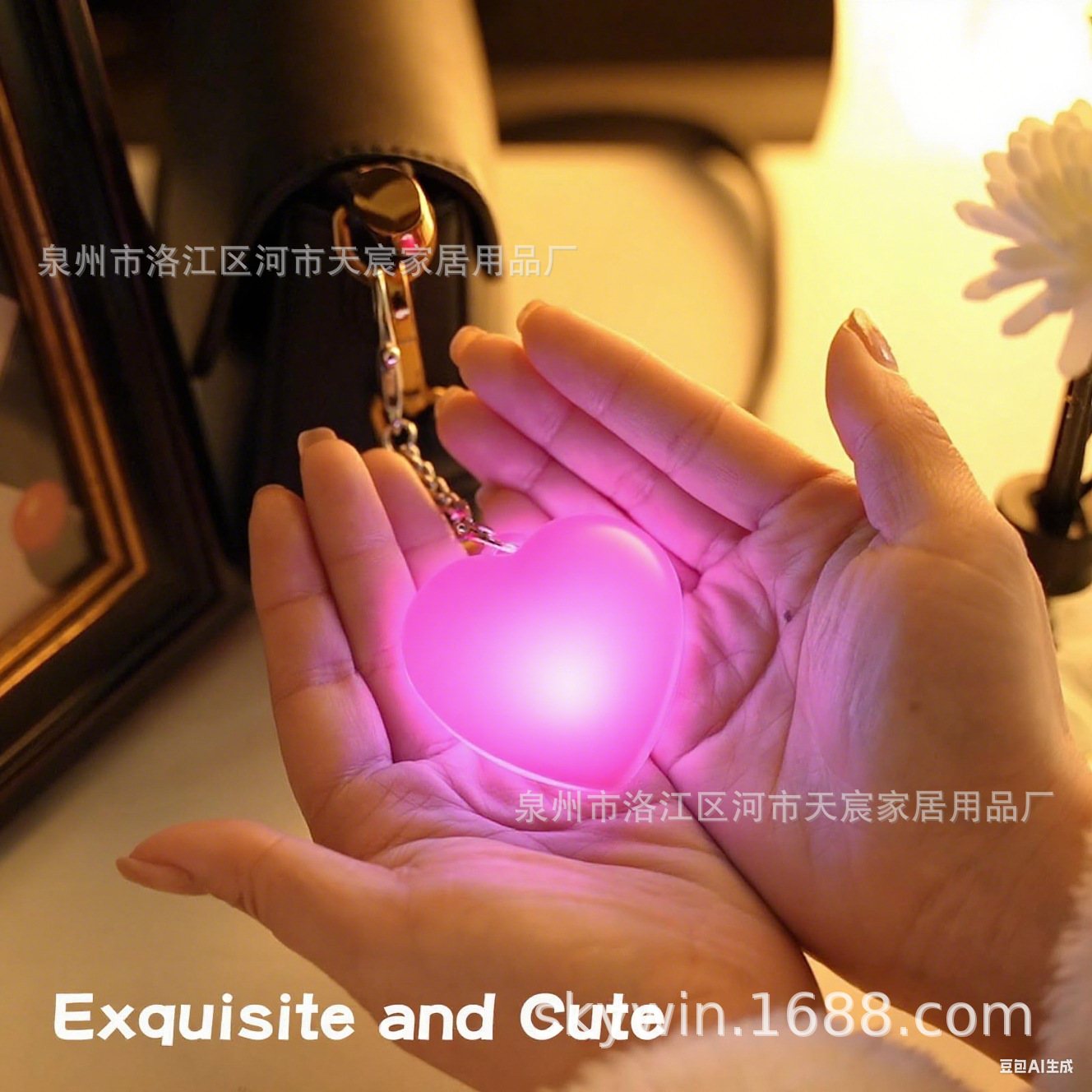 사랑스러운 하트 키링 라이트 (핑크 체인)