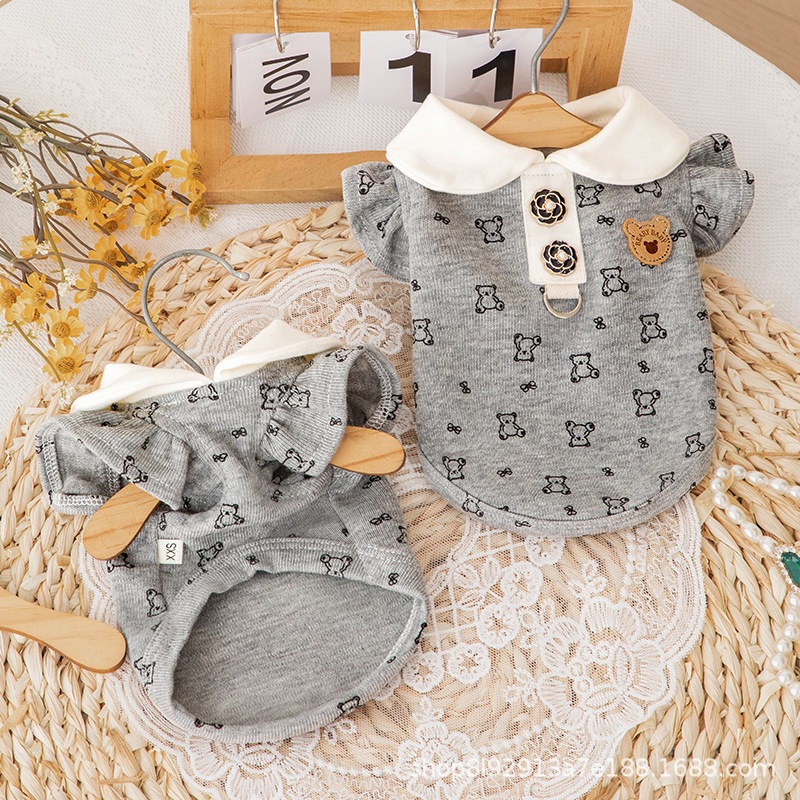 2025 nueva primavera y otoño de alta calidad mascota camiseta de punto perros pequeños que osos Malzis ropa