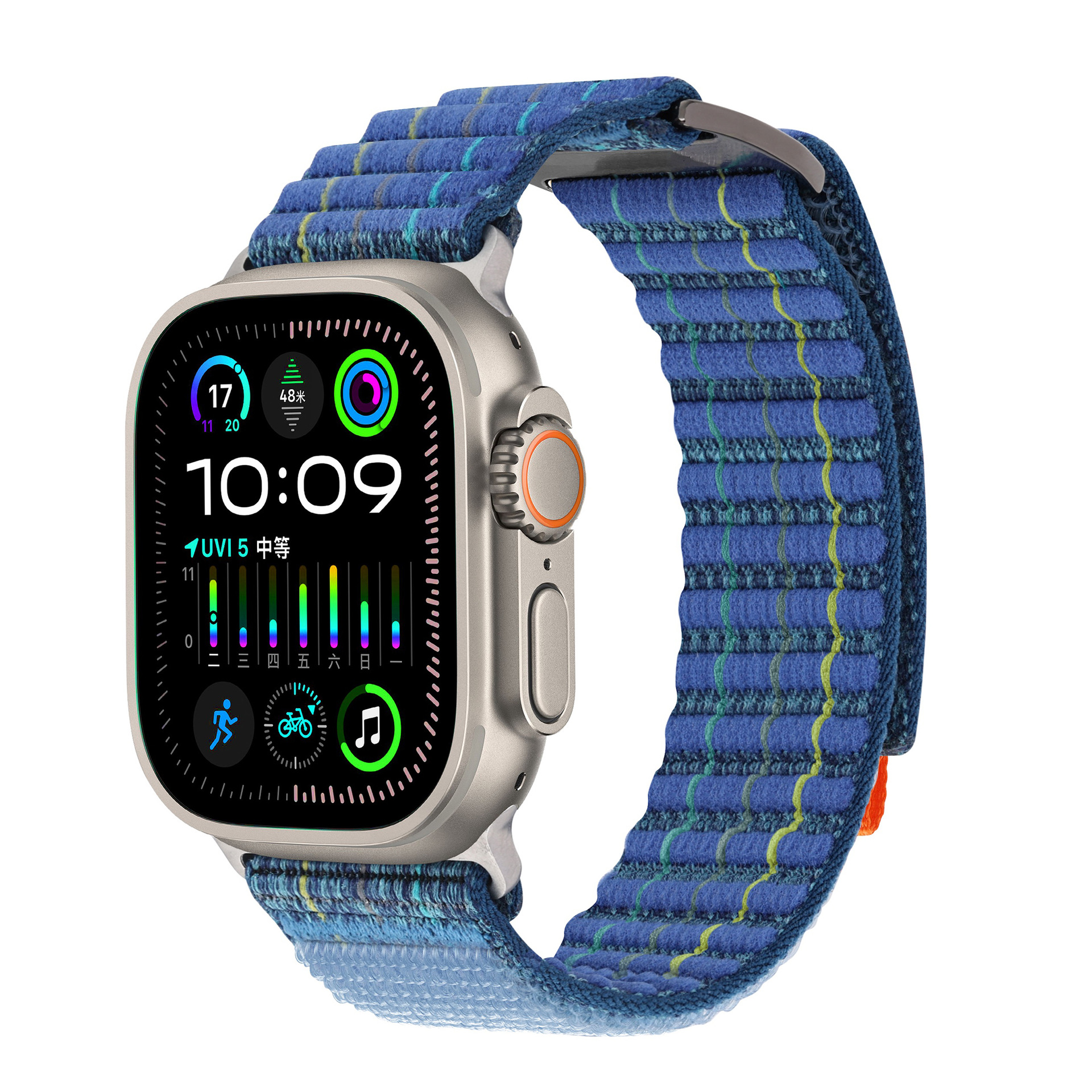 Suitable for apple watch3456789, double-section leather-coated nylon loop strap, Apple 10 strap undefined